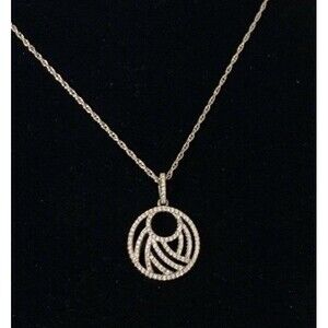 Sterling Silver Circle Cubic Zirconia CZ Necklace 21”